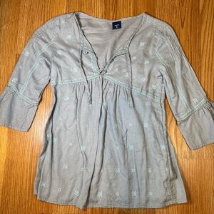 GAP Gray Blouse with Floral Embroidery